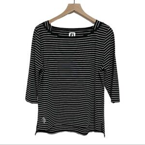 FootJoy Striped 3/4 Sleeves Golf Top Size L